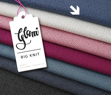 RESTSTÜCK 1,10m !!! - Bio Jacquard Jersey - Big Knit Knit - jeans melange/navy - GLAM - Hamburger Liebe